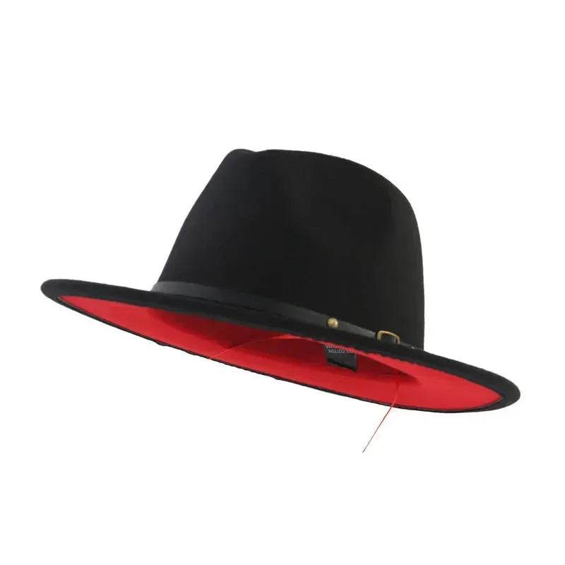 European And American Popular Woolen Top Color Matching Flat Brim Fedora Jazz Hat - www.Shopthatapp.com #