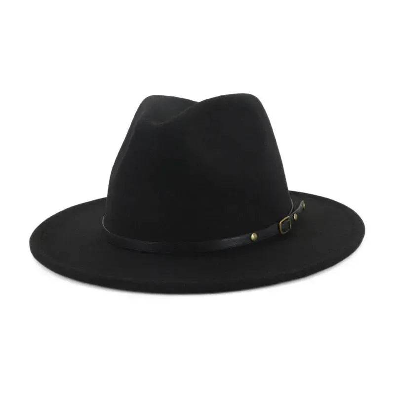 European And American Popular Woolen Top Color Matching Flat Brim Fedora Jazz Hat - www.Shopthatapp.com #