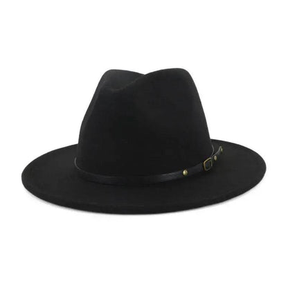 European And American Popular Woolen Top Color Matching Flat Brim Fedora Jazz Hat - www.Shopthatapp.com #