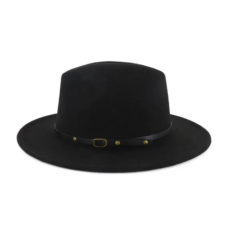 European And American Popular Woolen Top Color Matching Flat Brim Fedora Jazz Hat - www.Shopthatapp.com #