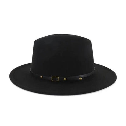 European And American Popular Woolen Top Color Matching Flat Brim Fedora Jazz Hat - www.Shopthatapp.com #
