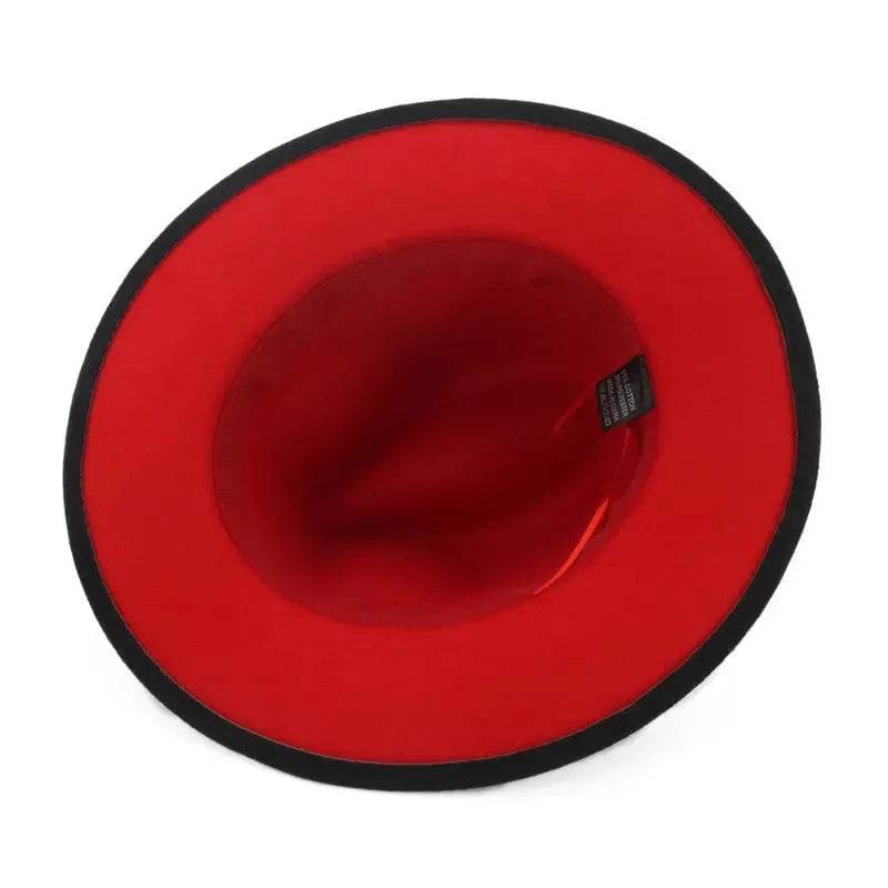 European And American Popular Woolen Top Color Matching Flat Brim Fedora Jazz Hat - www.Shopthatapp.com #