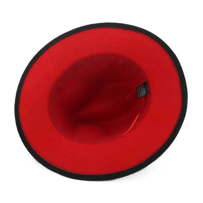 European And American Popular Woolen Top Color Matching Flat Brim Fedora Jazz Hat - www.Shopthatapp.com #