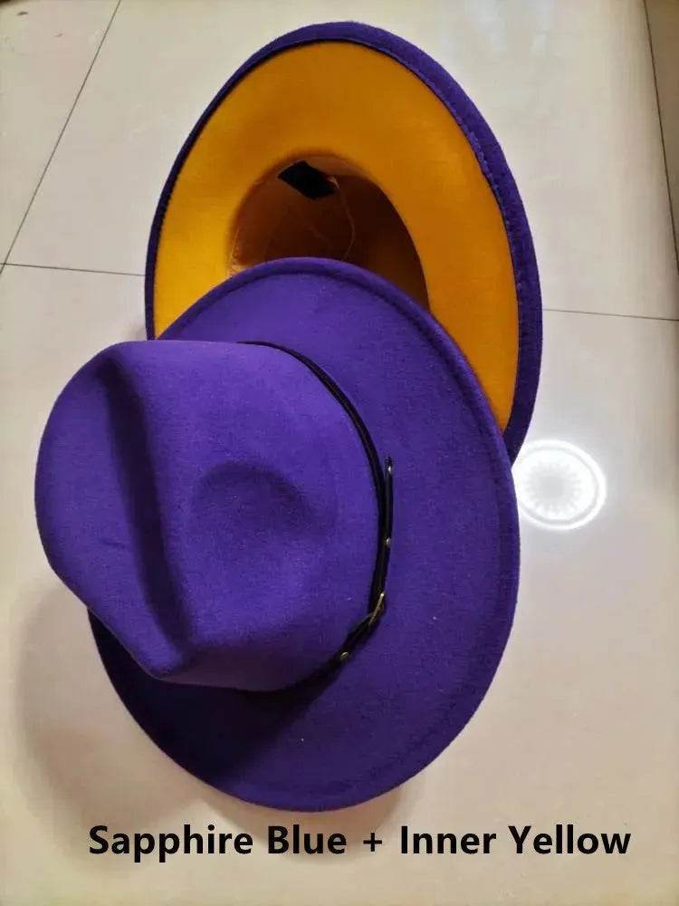European And American Popular Woolen Top Color Matching Flat Brim Fedora Jazz Hat - www.Shopthatapp.com #
