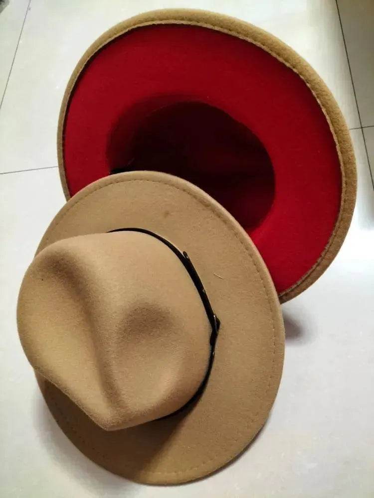 European And American Popular Woolen Top Color Matching Flat Brim Fedora Jazz Hat - www.Shopthatapp.com #