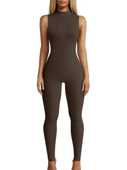 European And American Style Women Yoga Slim Rib Sleeveless Sports Jumpsuit - www.Shopthatapp.com #