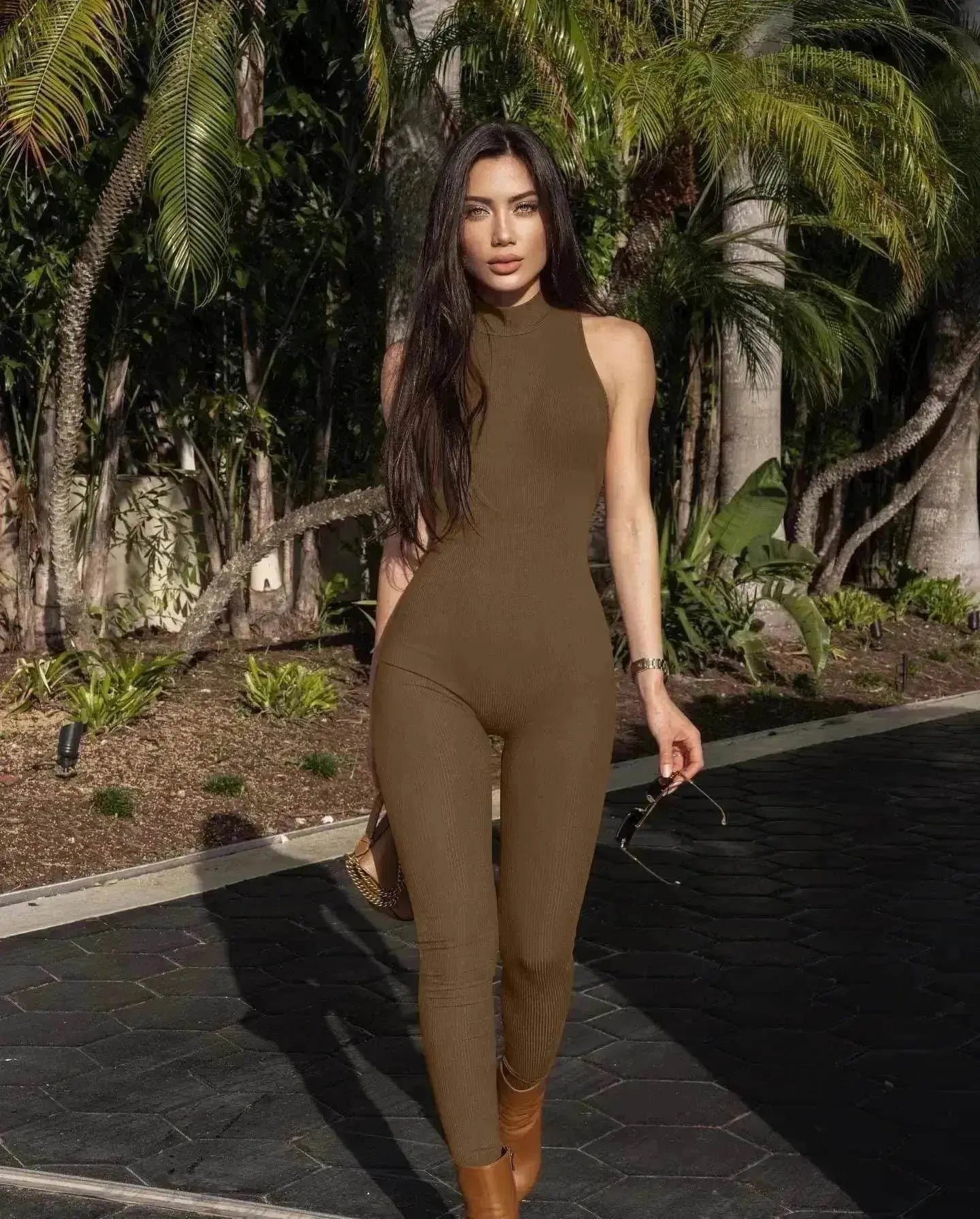 European And American Style Women Yoga Slim Rib Sleeveless Sports Jumpsuit - www.Shopthatapp.com #