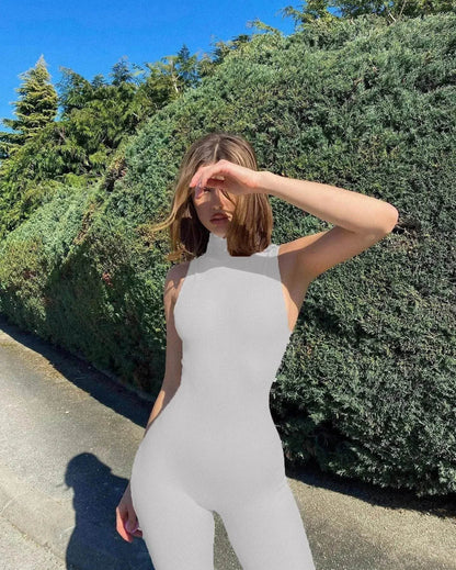 European And American Style Women Yoga Slim Rib Sleeveless Sports Jumpsuit - www.Shopthatapp.com #