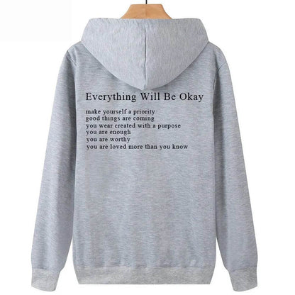 Everything Will Be Okay Loose Casual Men's And Women's Korean Version Loose Round Neck Top - www.Shopthatapp.com #
