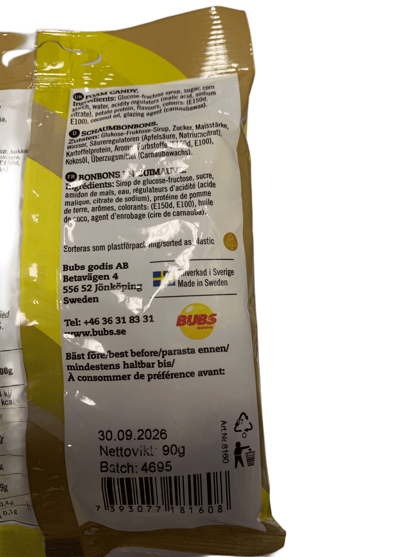 BUBS Godis Goody Banana Toffee Candy Bag 90G - Sweden Edition - www.Shopthatapp.com