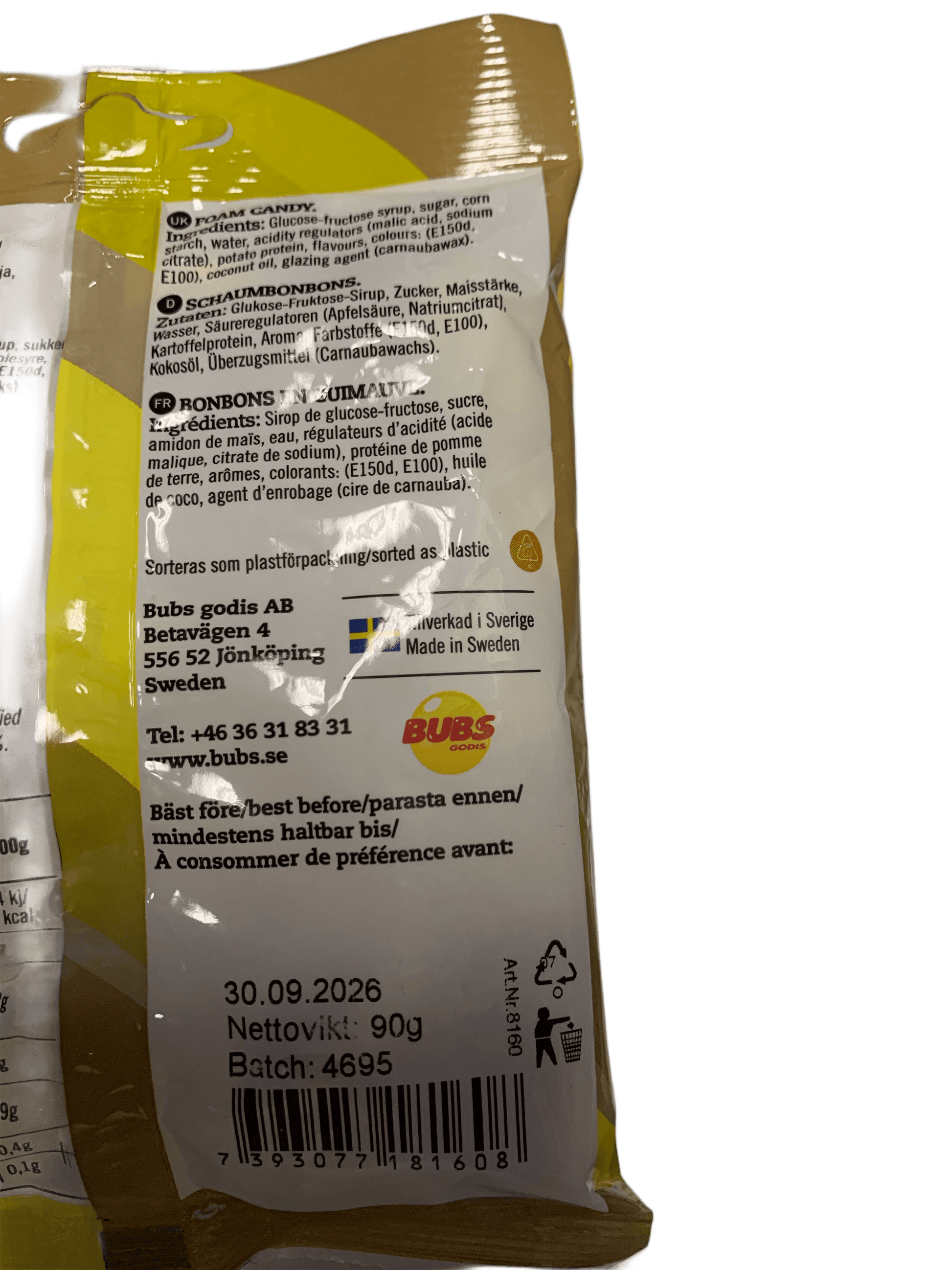 BUBS Godis Goody Banana Toffee Candy Bag 90G - Sweden Edition - www.Shopthatapp.com