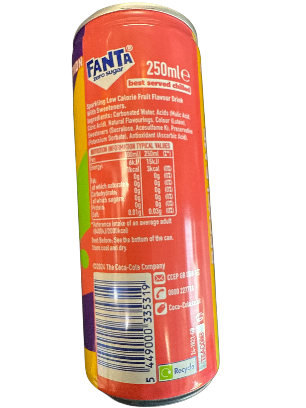 Fanta Tutti Fruitti Taste Zero Sugar Drink 250ML - U.K Limited Edition - www.Shopthatapp.com
