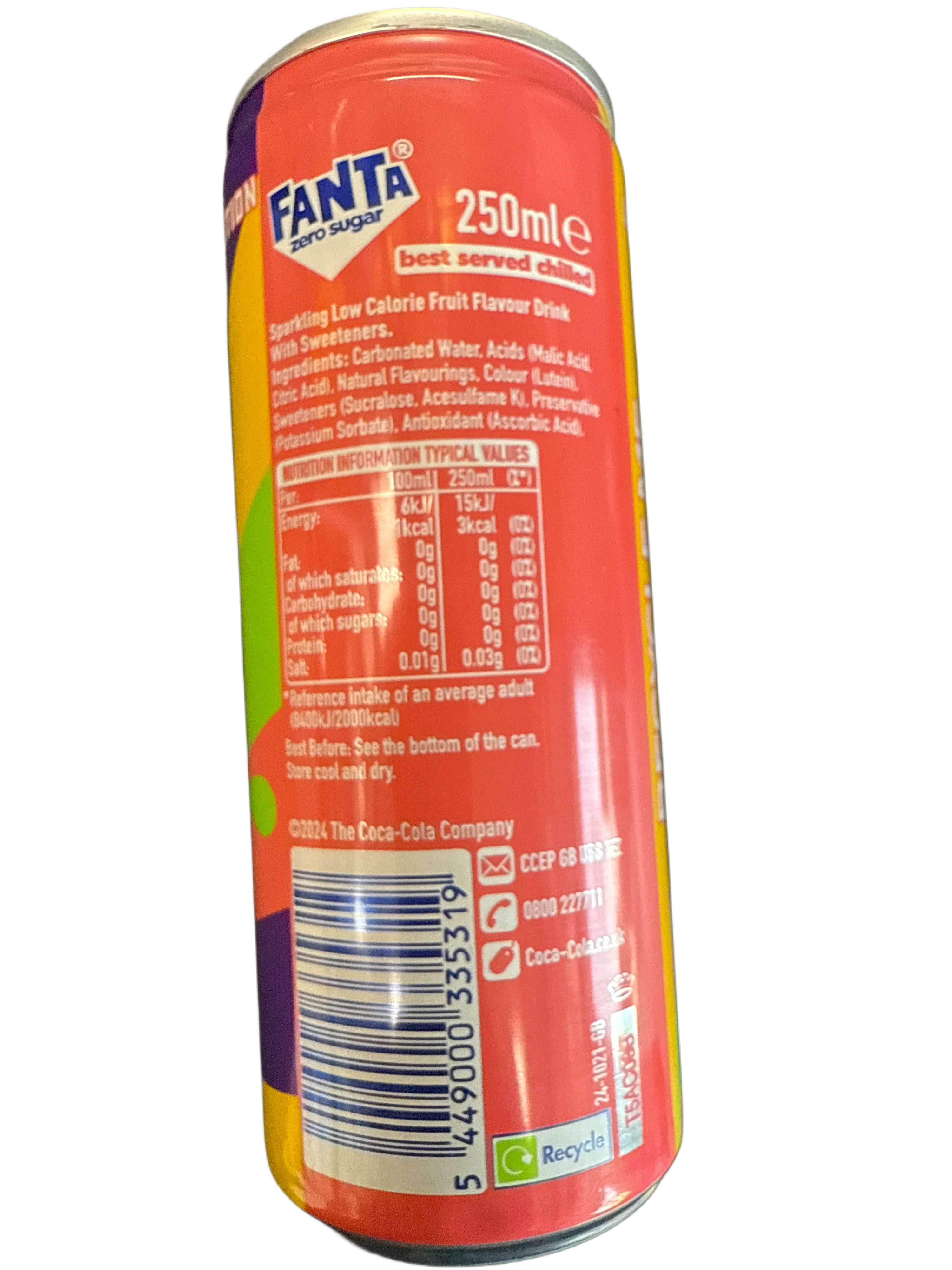 Fanta Tutti Fruitti Taste Zero Sugar Drink 250ML - U.K Limited Edition - www.Shopthatapp.com