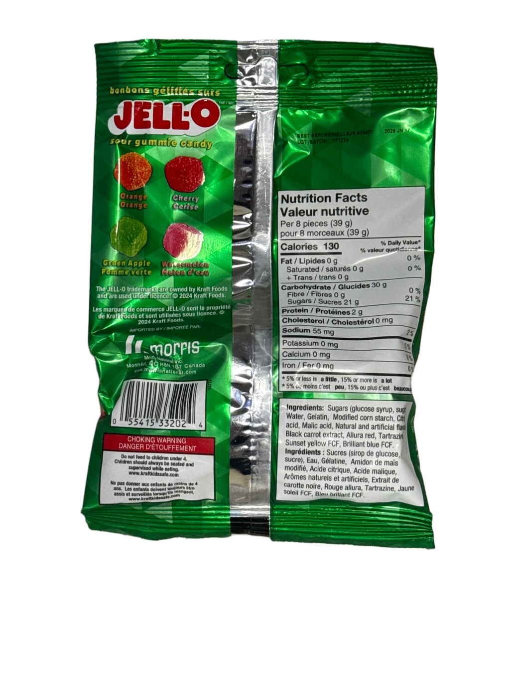 JELL-O Sour Gummy Candy Cubes 127G - Canadian Edition - www.Shopthatapp.com