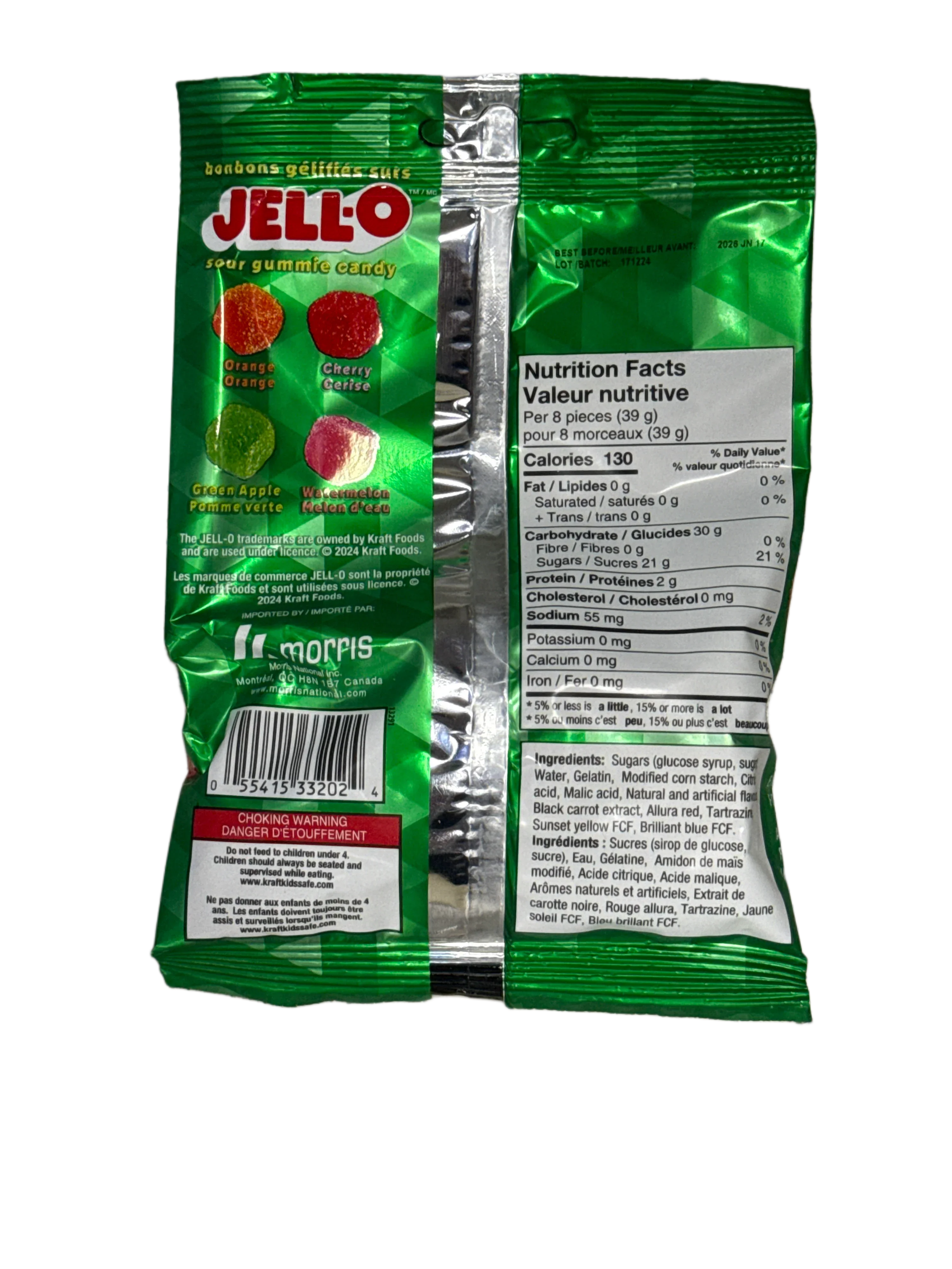 JELL-O Sour Gummy Candy Cubes 127G - Canadian Edition - www.Shopthatapp.com