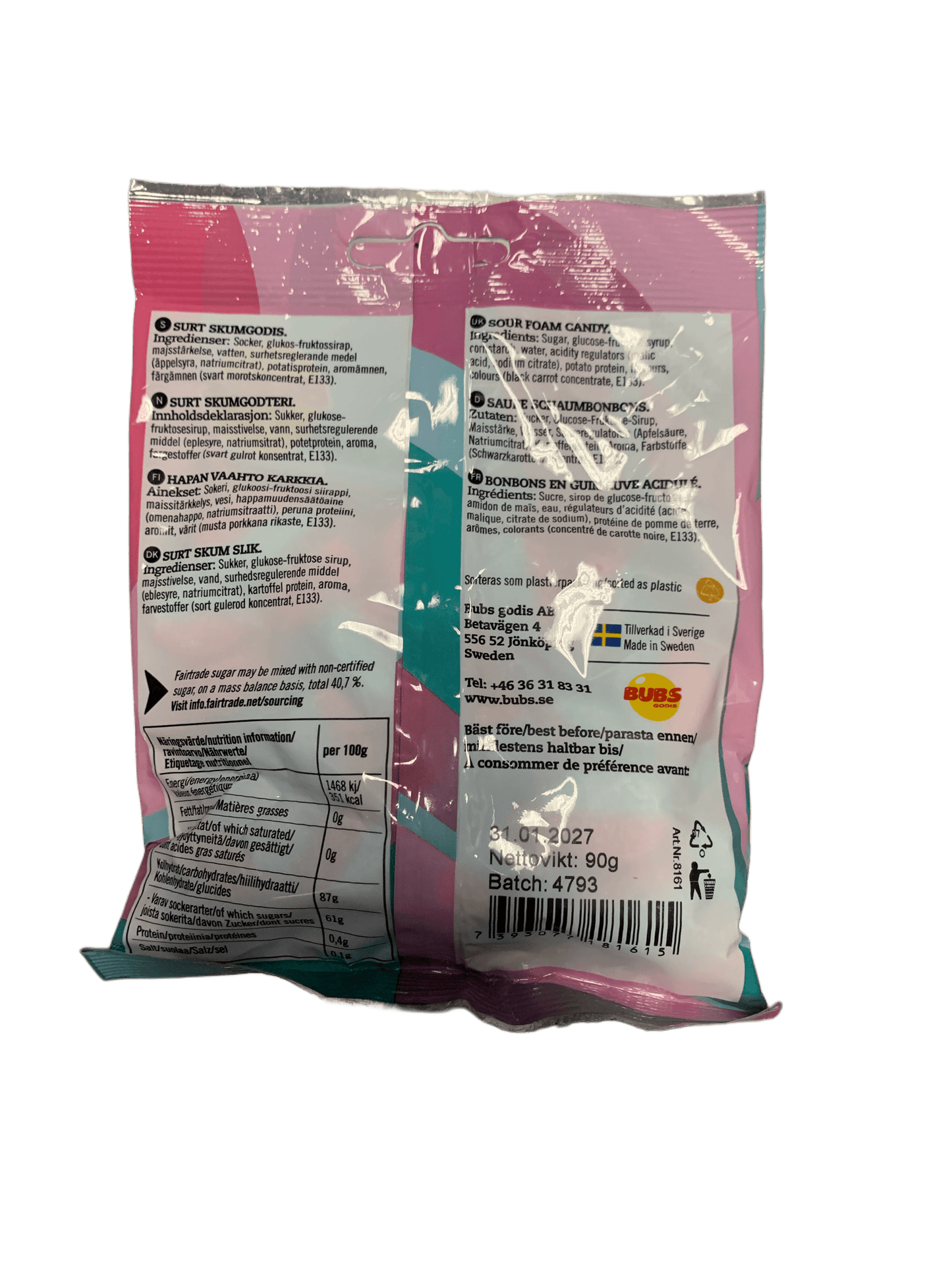 Bubs Goody Sour Ovals Raspberry Blueberry Candy 90G - Swedish Edition - www.Shopthatapp.com