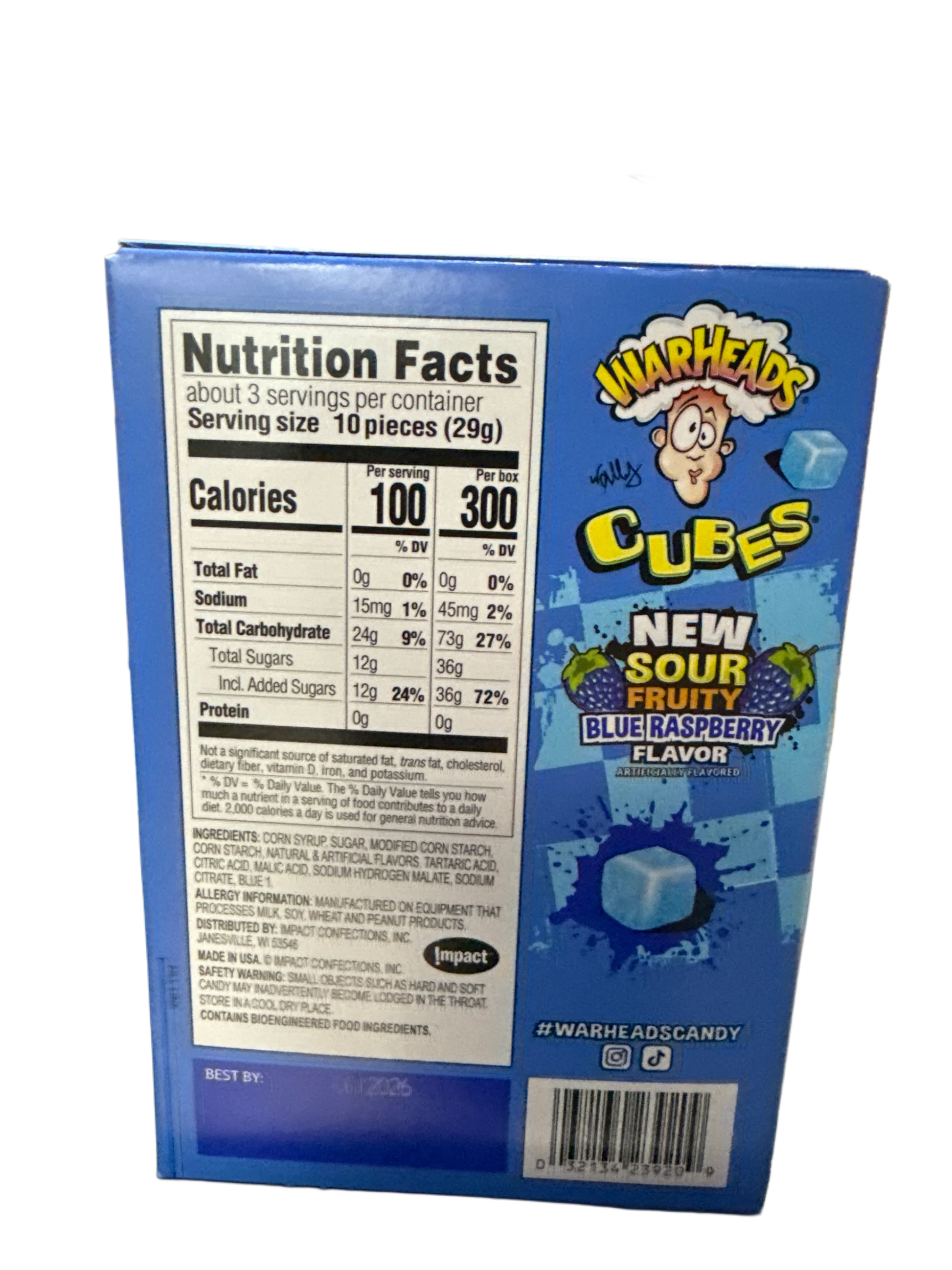 Warheads Sour Blue Raspberry Cubes 85G - U.S Edition - www.Shopthatapp.com