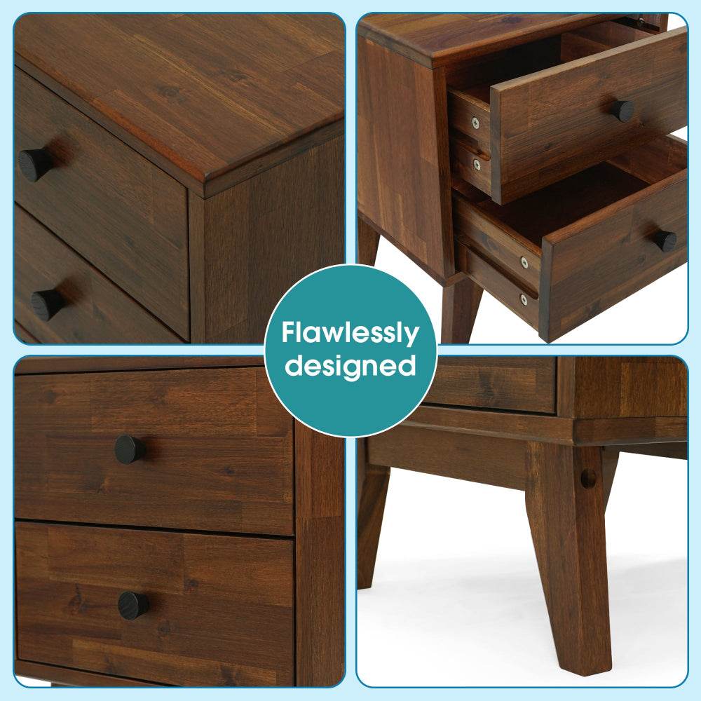 Silvia 2-Drawer Solid Wood Nightstand - www.Shopthatapp.com