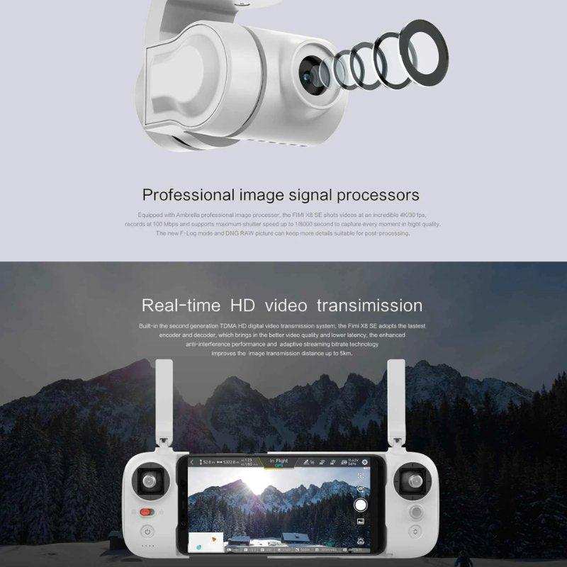 FIMI X8SE 2022 V2 Drone Camera Professional GPS 4K Foldable RC Quadcopter, 35-min Flight Time, 10km Video Transmission, Follow me, 3-Axis Gimbal (2 Batteries+Megaphone) 128GB TUTT - www.Shopthatapp.com #