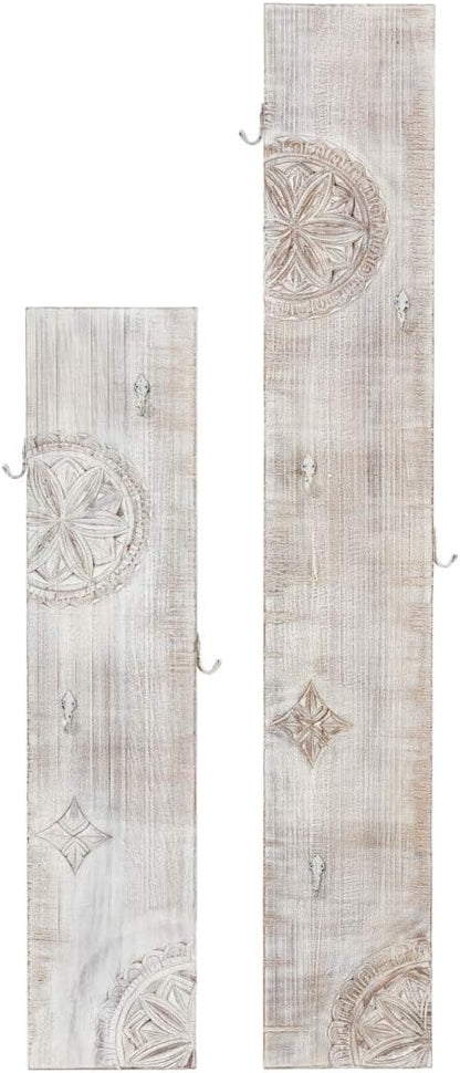 Carved Hook Board Set, Distressed lolWhite Finish - www.Shopthatapp.com