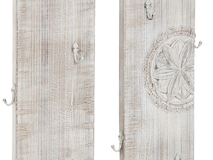 Carved Hook Board Set, Distressed lolWhite Finish - www.Shopthatapp.com