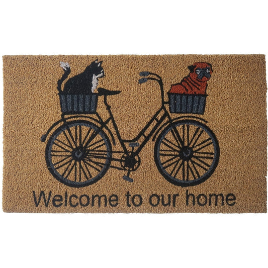 Bicycle Doormat, "Welcome to our home", 18x30in - www.Shopthatapp.com