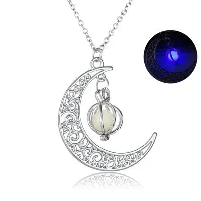 Fashion Moon Natural Glowing Stone Healing Necklace Women Gift Charm Luminous Pendant Necklace Jewelry - www.Shopthatapp.com