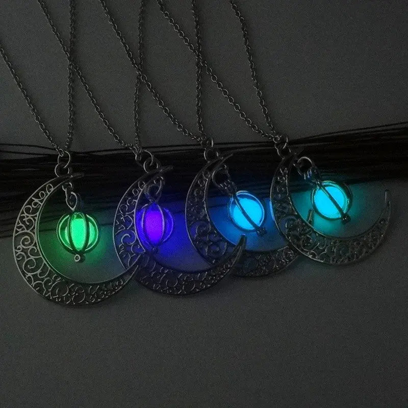 Fashion Moon Natural Glowing Stone Healing Necklace Women Gift Charm Luminous Pendant Necklace Jewelry - www.Shopthatapp.com