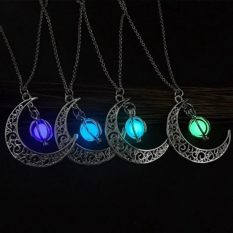 Fashion Moon Natural Glowing Stone Healing Necklace Women Gift Charm Luminous Pendant Necklace Jewelry - www.Shopthatapp.com