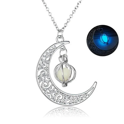Fashion Moon Natural Glowing Stone Healing Necklace Women Gift Charm Luminous Pendant Necklace Jewelry - www.Shopthatapp.com