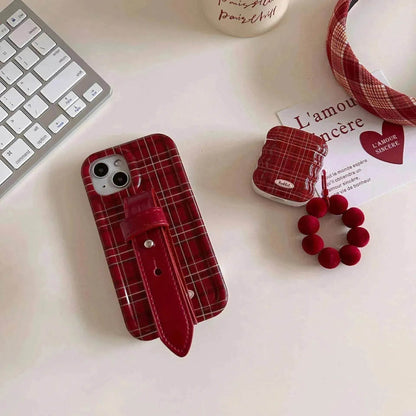 Fashion New Year Wine Red Plaid Phone Case - www.Shopthatapp.com