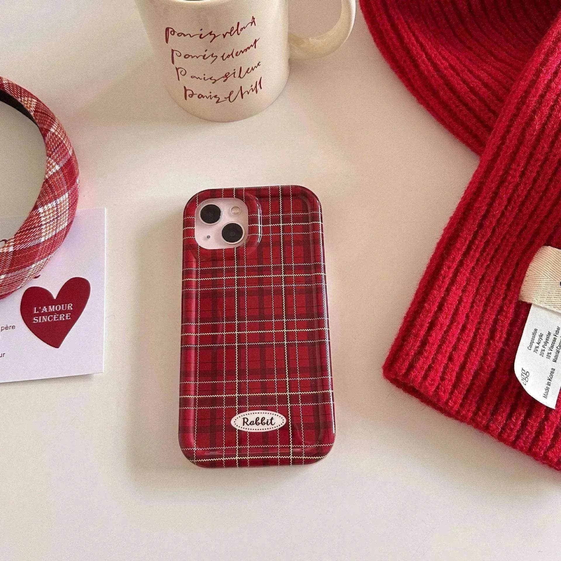 Fashion New Year Wine Red Plaid Phone Case - www.Shopthatapp.com