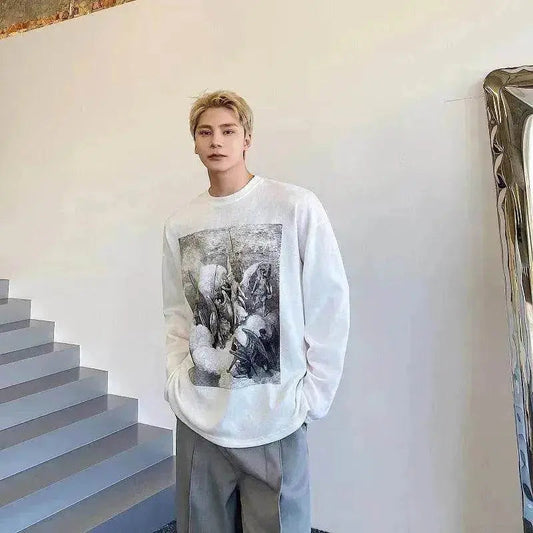 Fashion Painting Printing Long Sleeve Shirt top. - www.Shopthatapp.com #