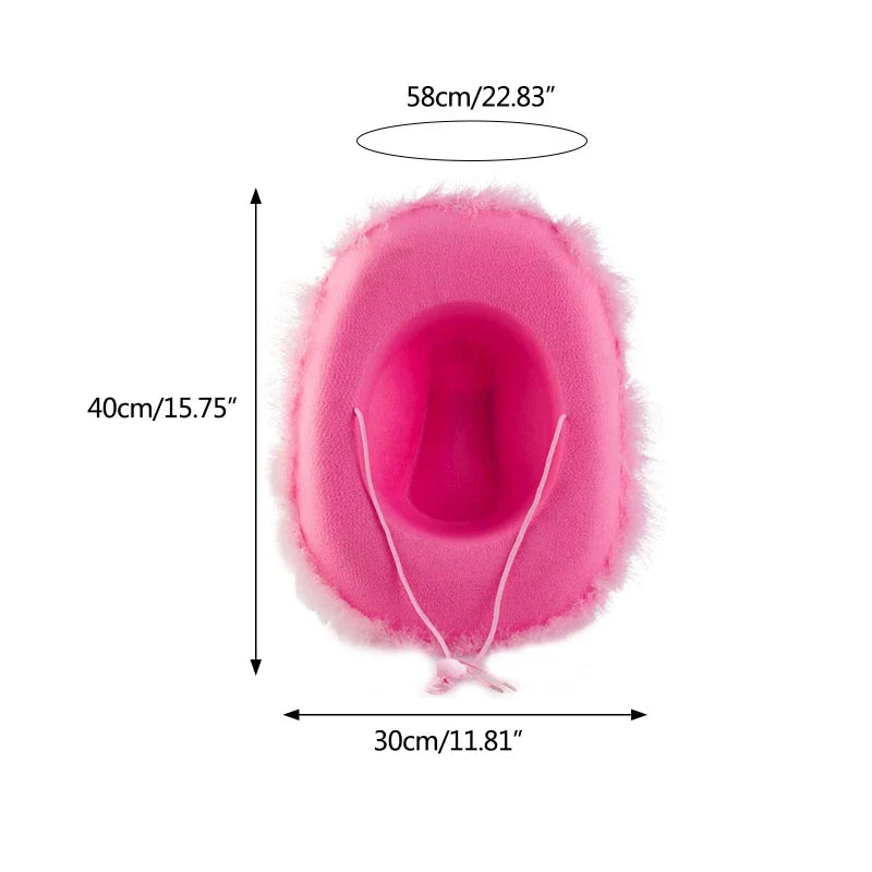 Fashion Pink Cowgirl Hat Feather Brim Cowboy Hat Western Cowboy Hat for Bachelorette Party Carnival Cosplay - www.Shopthatapp.com #