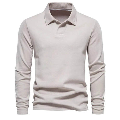 Fashion Plain Lapel Long-sleeved Polo Shirt Men's Casual Autumn Polo sweatshirt - www.Shopthatapp.com #