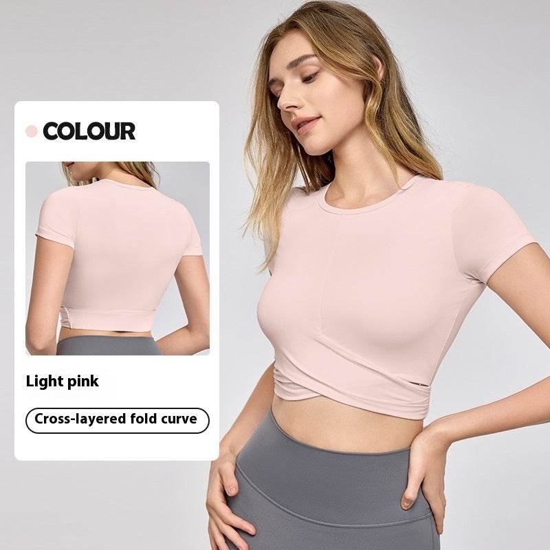 Fashion Short Sleeve Crop Workout Top for Women Yoga Crop Top - www.Shopthatapp.com #