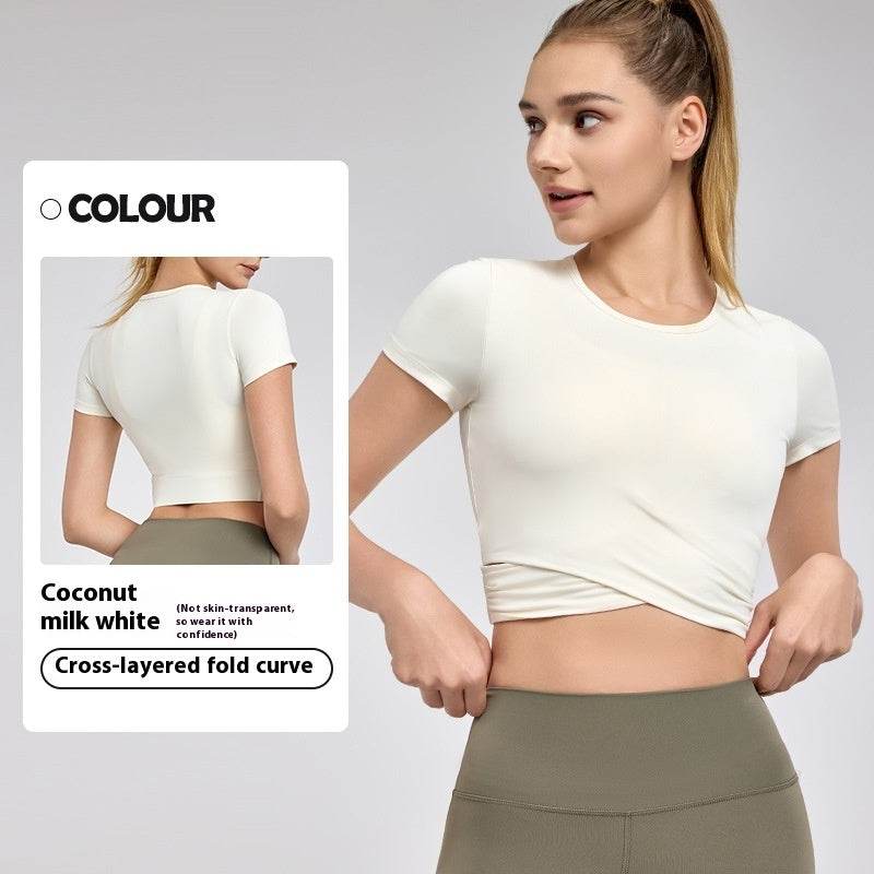 Fashion Short Sleeve Crop Workout Top for Women Yoga Crop Top - www.Shopthatapp.com #