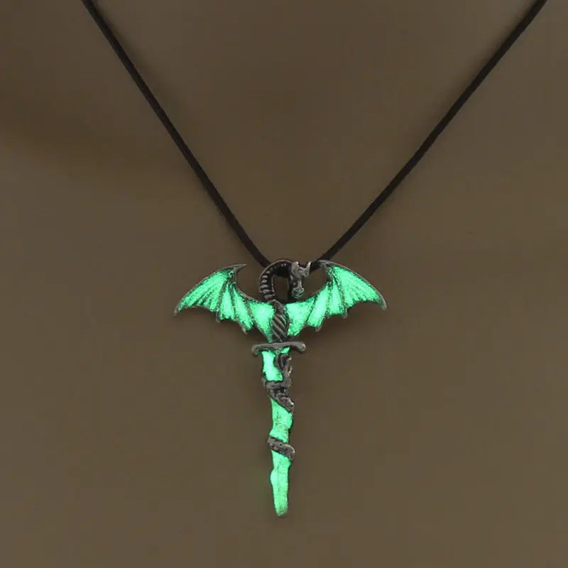 Fashion Trendy Men's Domineering Luminous Flame Dragon Necklace - www.Shopthatapp.com #
