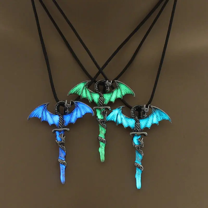 Fashion Trendy Men's Domineering Luminous Flame Dragon Necklace - www.Shopthatapp.com #