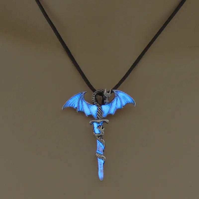 Fashion Trendy Men's Domineering Luminous Flame Dragon Necklace - www.Shopthatapp.com #