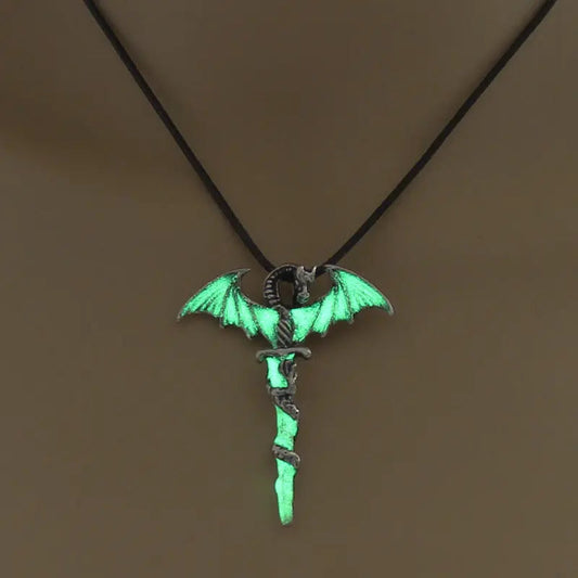 Fashion Trendy Men's Domineering Luminous Flame Dragon Necklace - www.Shopthatapp.com