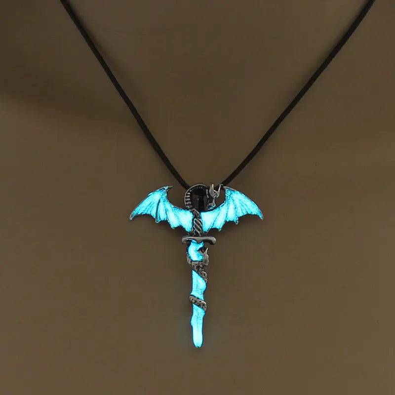 Fashion Trendy Men's Domineering Luminous Flame Dragon Necklace - www.Shopthatapp.com