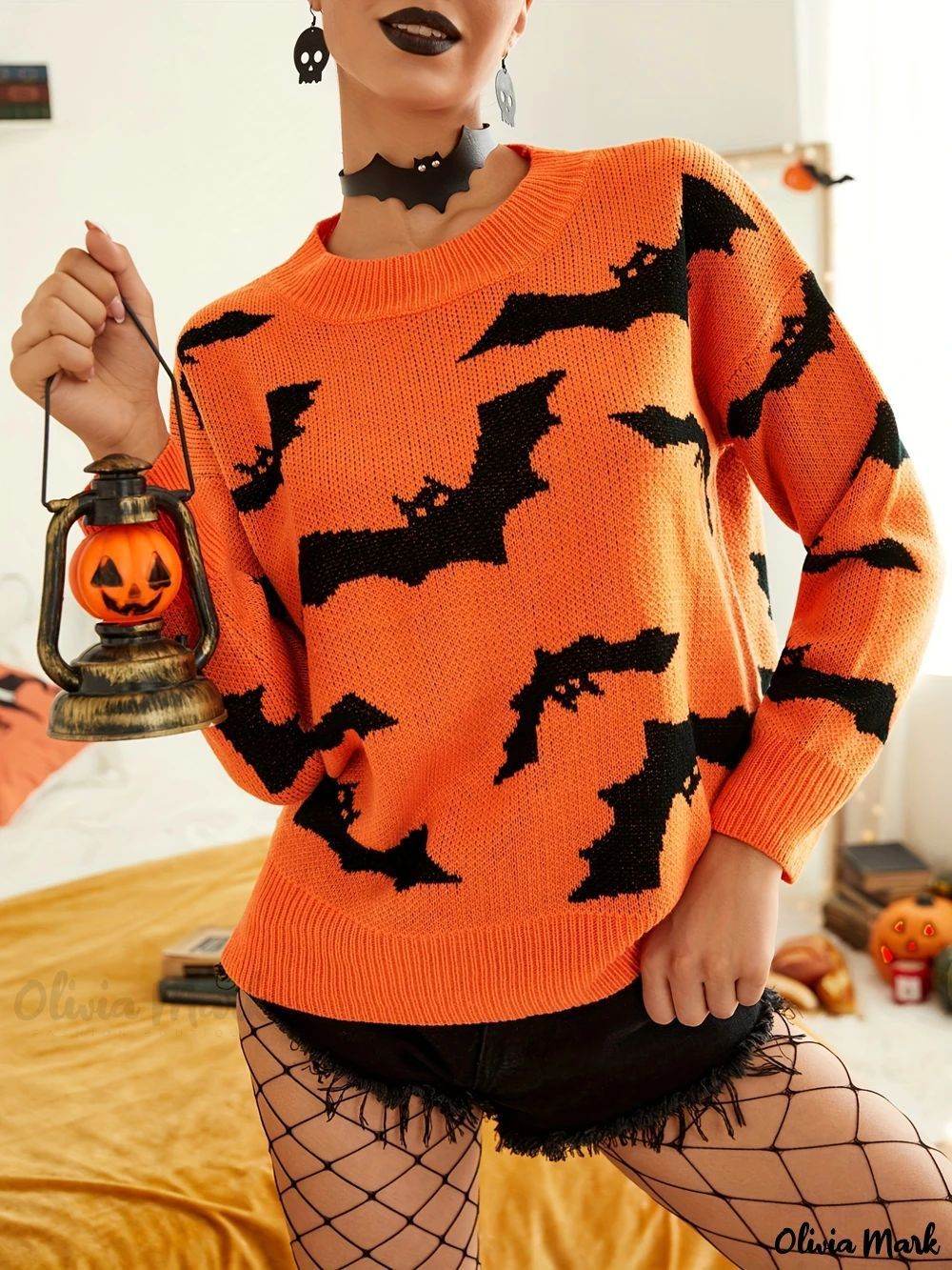 Fashion Women's Wear Long Sleeve Halloween Brocade Sweater Knitted - www.Shopthatapp.com #
