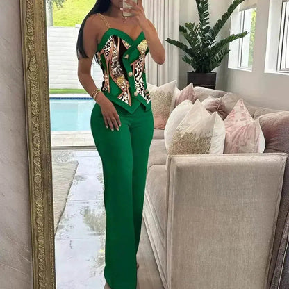 Fashion Women's Sleeveless Blouse Two-piece Suit - www.Shopthatapp.com