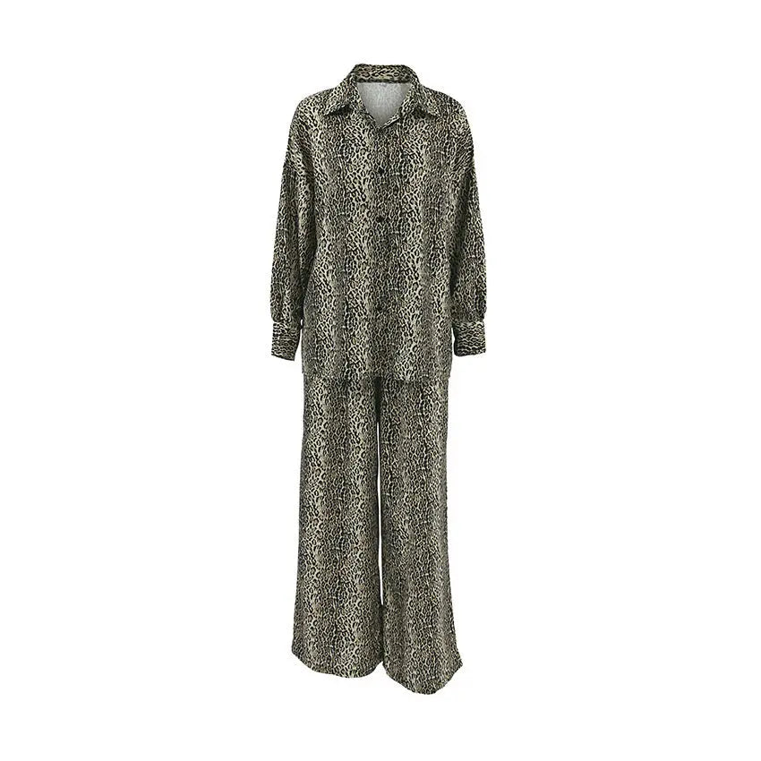 Fashionable Leopard Print Loose Ice Silk Pajamas For Women - www.Shopthatapp.com