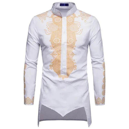 Fashionable and Elegant ArabMen's Personality Bronzing Long Sleeve Men's Kaftan Shirt Top  Ramadan and Eid  Shirt for Islamic Men - www.Shopthatapp.com #