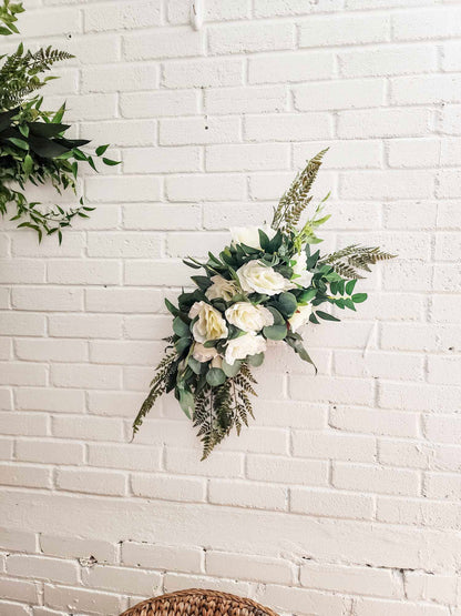 Faux Floral Arch Installation - Whites & Greens-Home decor-www.Shopthatapp.com-Plantita & Co. Bloom Bar & Studio