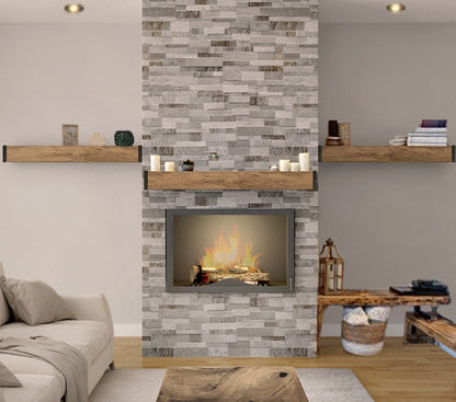 Étagère Style manteau de foyer avec embouts en métal - www.Shopthatapp.com