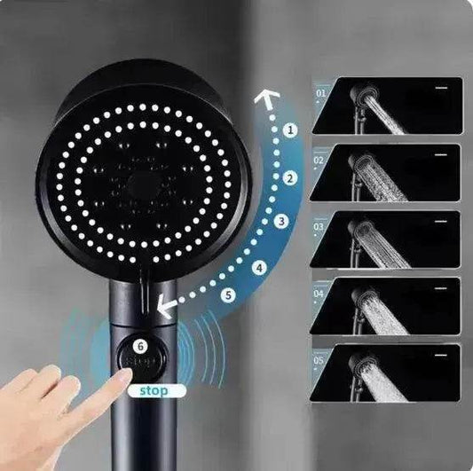 Five-color Wind Turbine Shower Head 56 Speed Water Silicone Shower Head - www.Shopthatapp.com #