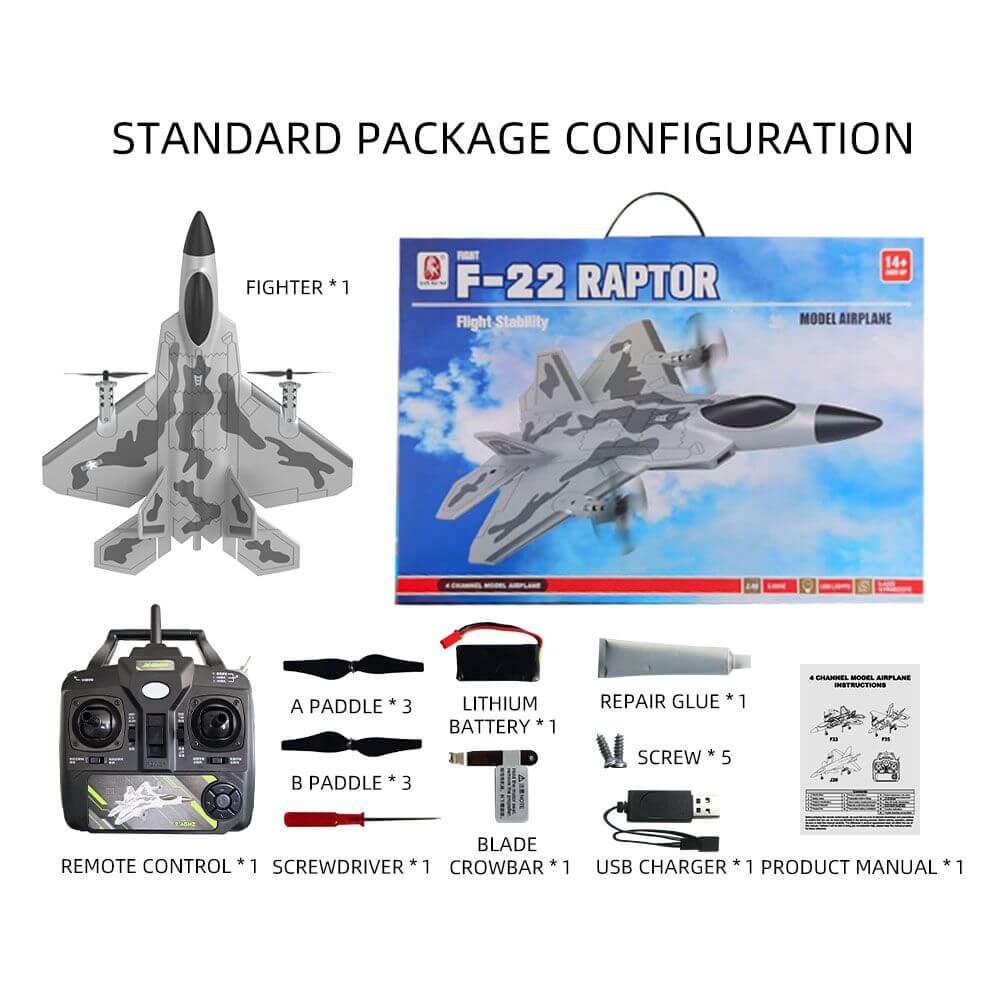 Fixed Wing 2.4G 4 Channel Kid Boy Gift BM16 for F22 Raptor RC Glider Plane Toy EPP Foam Remote Control Airplane - www.Shopthatapp.com #